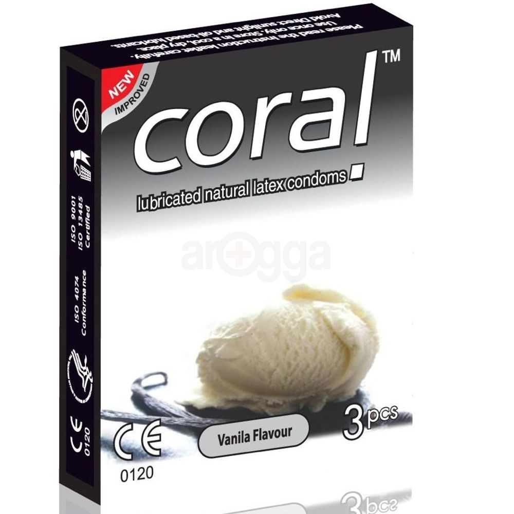 Coral Condom Vanila Flavour 3s Pack