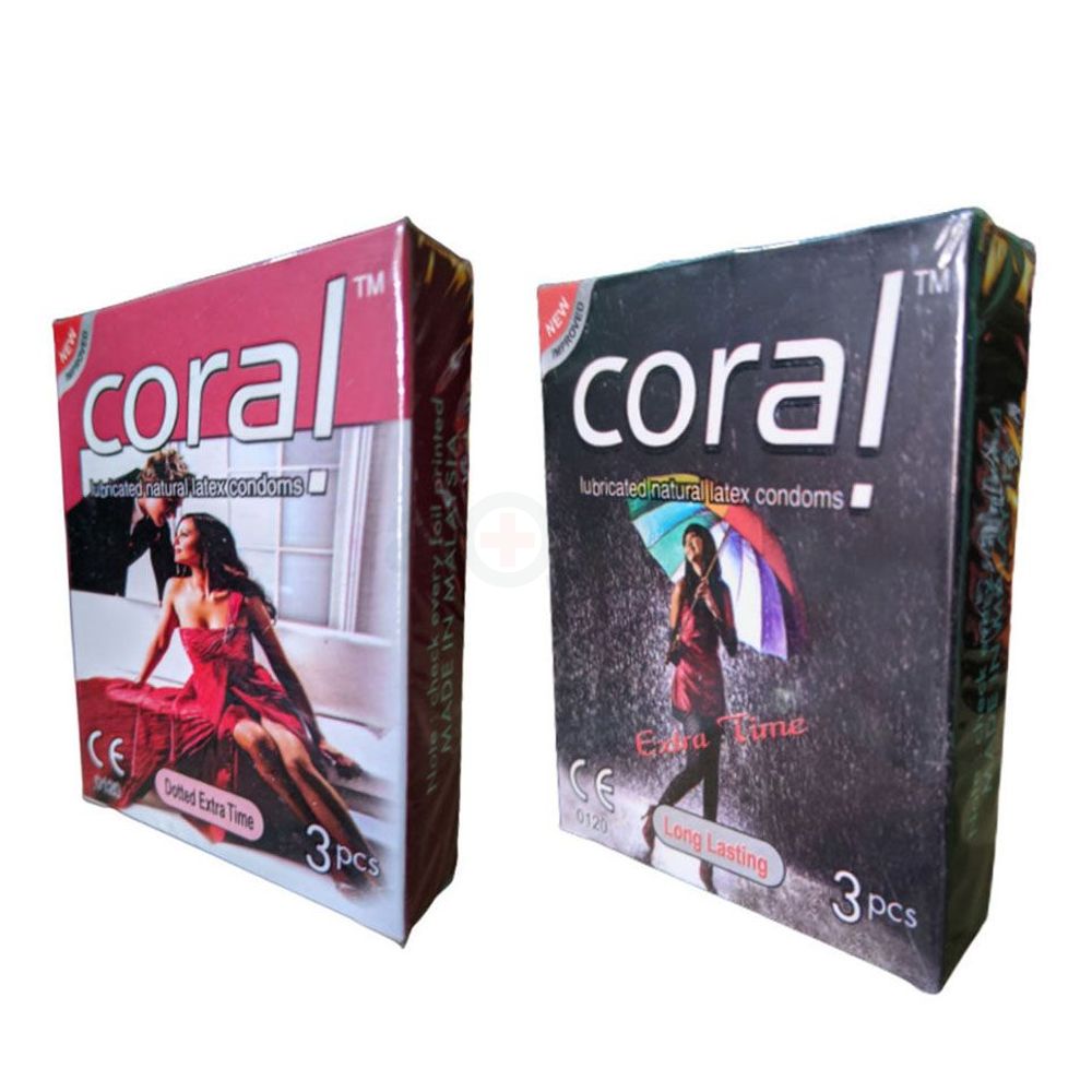 Coral Dotted Extra Time And Long Lasting Condom 6pcs