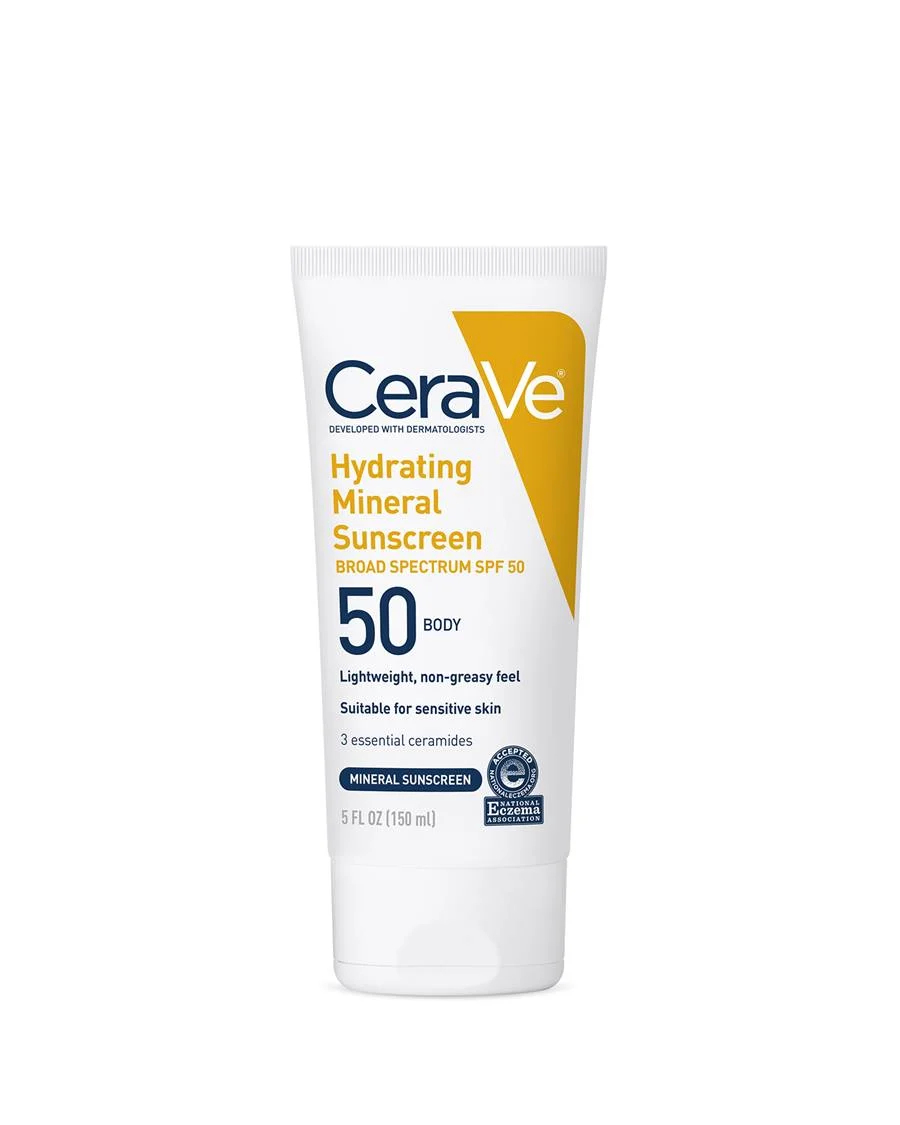 Cerave Hydrating Mineral Body Sunscreen Broad Spectrum Spf 50 For Sensitive Skin