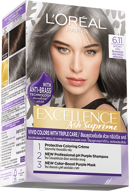 Loreal Paris Excellence Ash Supreme Vivid Colors With Tripple Care Hair Color 611 Smoky Ash