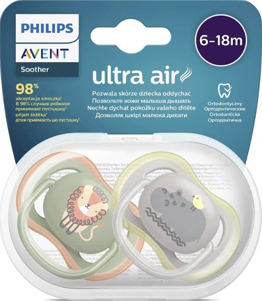 Philips Avent Ultra Air Soother 6 18m 2 Pcs Pacifier Set Model Scf08517
