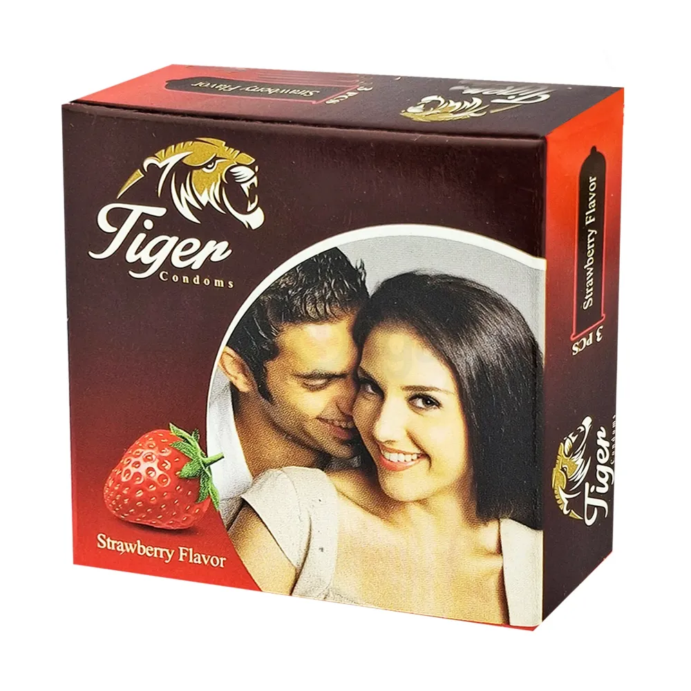 Tiger Condom Plain Strawberry Flavor 3s Pack