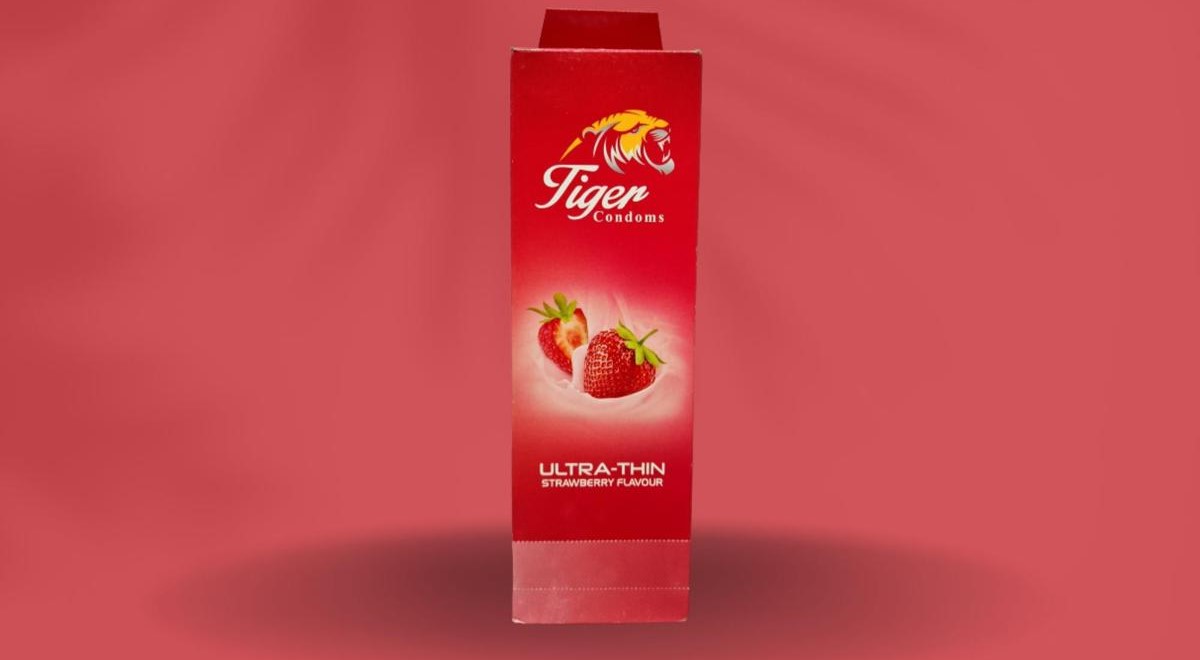 Tiger Ultra Thin Strawberry Flavor Condom 36pcs Pack Full Box